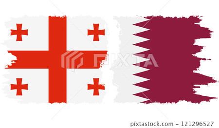 Qatar and Georgia grunge flags connection vector 121296527