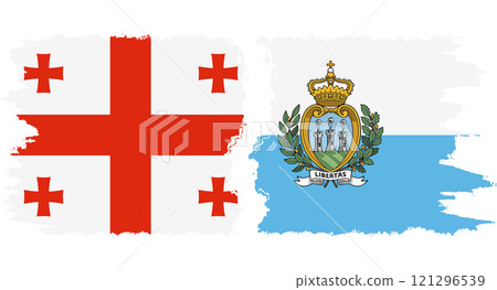 San Marino and Georgia grunge flags connection vector 121296539