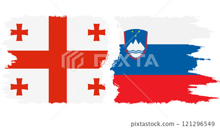Slovenia and Georgia grunge flags connection vector 121296549
