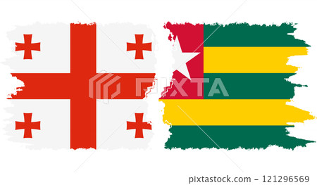 Togolese Republic and Georgia grunge flags connection vector 121296569