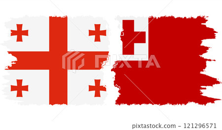 Tonga and Georgia grunge flags connection vector 121296571