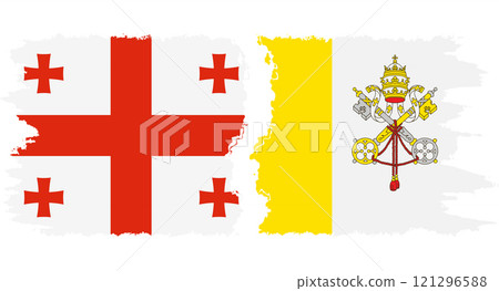 Vatican and Georgia grunge flags connection vector 121296588
