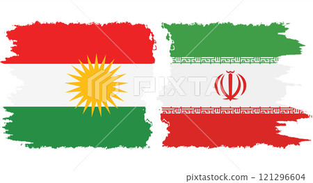 Iran and Kurdistan grunge flags connection vector Iran and Kurdistan grunge flags connection vector 121296604