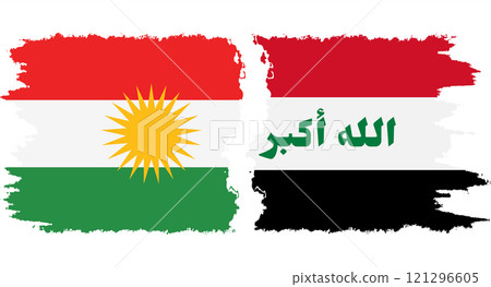 Iraq and Kurdistan grunge flags connection vector Iraq and Kurdistan grunge flags connection vector 121296605