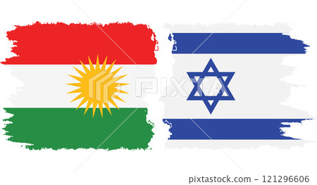 Israel and  Kurdistan grunge flags connection vector 121296606