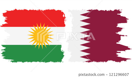 Qatar and Kurdistan grunge flags connection vector Qatar and Kurdistan grunge flags connection vector 121296607
