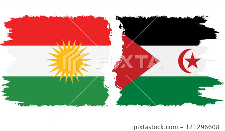 Western Sahara and Kurdistan grunge flags connection vector Western Sahara and Kurdistan grunge flags connection vector 121296608
