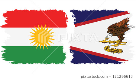 American Samoa and Kurdistan grunge flags connection vector American Samoa and Kurdistan grunge flags connection vector 121296613