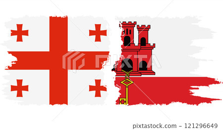 Gibraltar and Georgia grunge flags connection vector 121296649