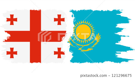 Kazakhstan and Georgia grunge flags connection vector 121296675