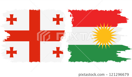 Kurdistan and Georgia grunge flags connection vector 121296679