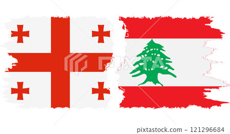 Lebanon and Georgia grunge flags connection vector 121296684