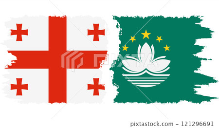 Macau and Georgia grunge flags connection vector 121296691