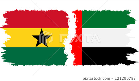 United Arab Emirates and Ghana grunge flags connection vector United Arab Emirates and Ghana grunge flags connection vector 121296782