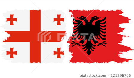 Albania and Georgia grunge flags connection vector Albania and Georgia grunge flags connection vector 121296796