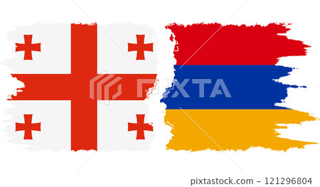 Armenia and Georgia grunge flags connection vector 121296804