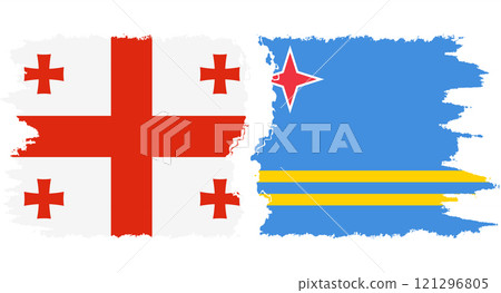 Aruba and Georgia grunge flags connection vector 121296805
