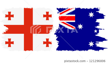 Australia and Georgia grunge flags connection vector 121296806