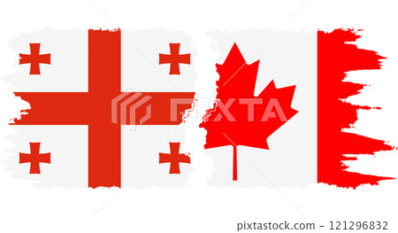 Canada and Georgia grunge flags connection vector 121296832