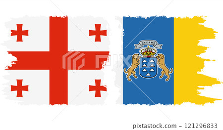 Canary Islands and Georgia grunge flags connection vector 121296833