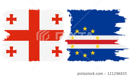 Cape Verde and Georgia grunge flags connection vector 121296835