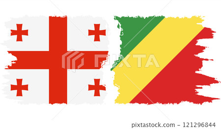 Congo-Brazzaville and Georgia grunge flags connection vector 121296844