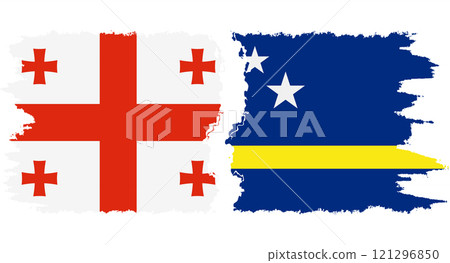 Curacao and Georgia grunge flags connection vector Curacao and Georgia grunge flags connection vector 121296850