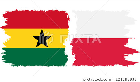 Poland and Ghana grunge flags connection vector 121296935