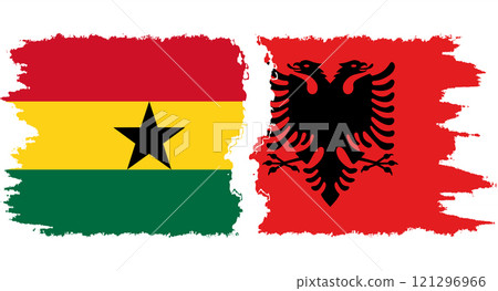 Albania and Ghana grunge flags connection vector 121296966