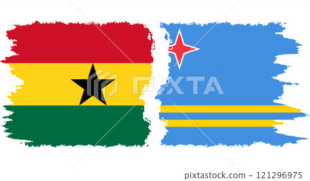Aruba and Ghana grunge flags connection vector Aruba and Ghana grunge flags connection vector 121296975