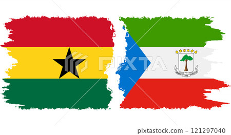 Equatorial Guinea and Ghana grunge flags connection vector 121297040