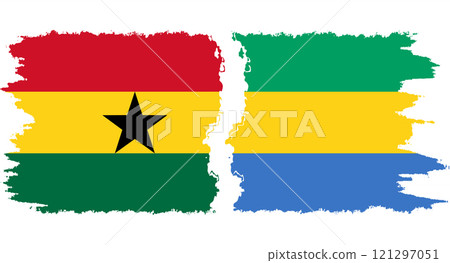 Gabon and Ghana grunge flags connection vector 121297051