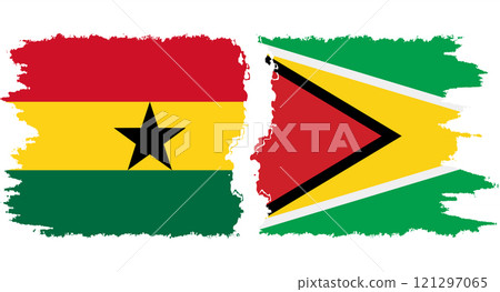 Guyana and Ghana grunge flags connection vector Guyana and Ghana grunge flags connection vector 121297065