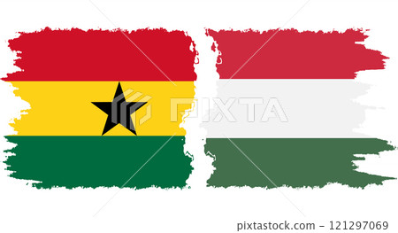 Hungary and Ghana grunge flags connection vector 121297069