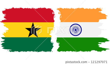 India and Ghana grunge flags connection vector 121297071