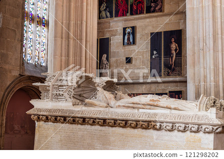 Inside the church of the Monastery of Santa Maria da Vitoria, Our Lady of the Victory at Batalha, Portugal 121298202