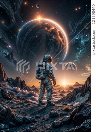 Astronauts landing on the moon 121298440