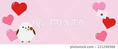 Valentine's day banner with cute long-tailed tit Valentine's day banner with cute long-tailed tit 121298566