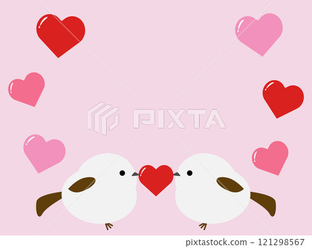 Valentine's day background with cute long-tailed tit Valentine's day background with cute long-tailed tit 121298567