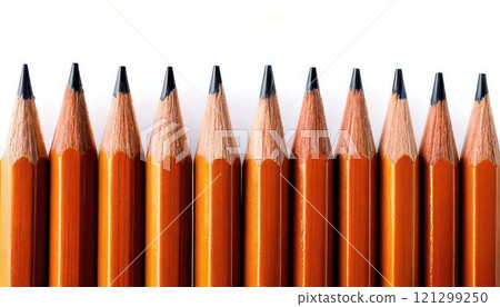 AI image: Neatly lined up pencils AI image: Neatly lined up pencils 121299250