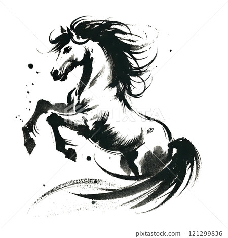 Horse ink painting - Stock Illustration [121299836] - PIXTA