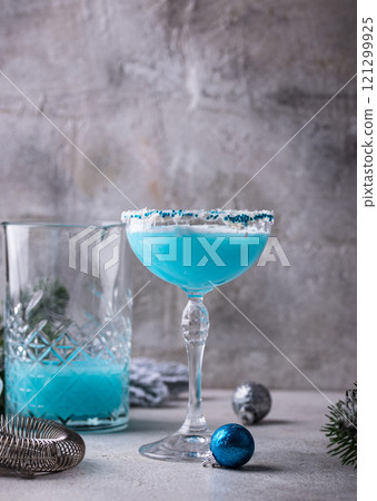 Christmas cocktail with blue curacao Christmas cocktail with blue curacao 121299925