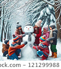 Snowman and snow 121299988