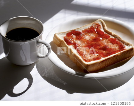 Bread with jam and coffee Bread with jam and coffee 121300195