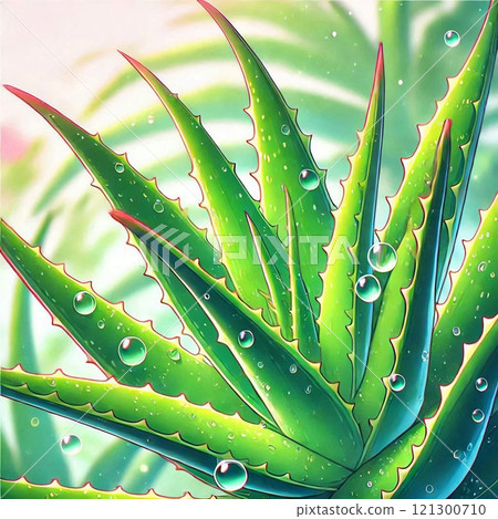 Aloe with water drops 121300710