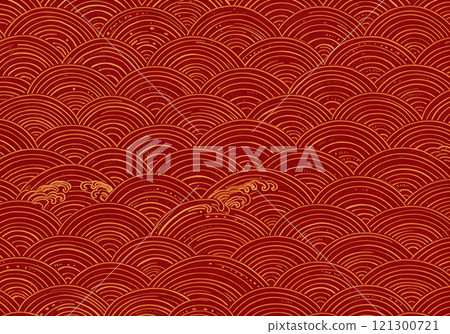 Background image with red and gold wave pattern 121300721