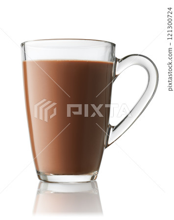 glass cup of hot chocolate isolated on white glass cup of hot chocolate isolated on white 121300724
