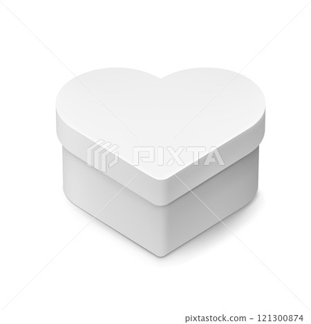 Closed cardboard box mockup in love heart shape Closed cardboard box mockup in love heart shape 121300874