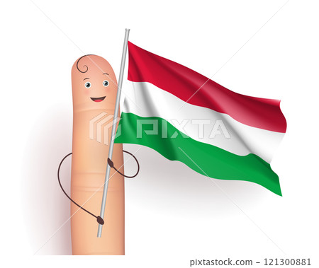 Hungary flag hold by finger Hungary flag hold by finger 121300881