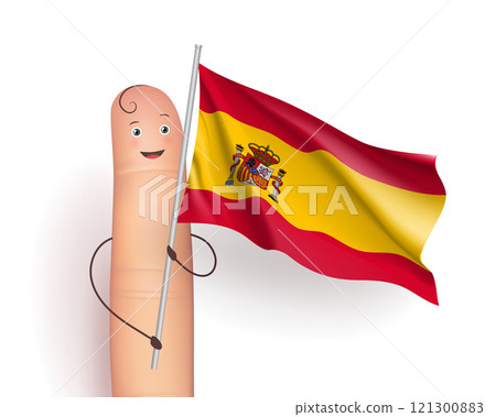 Spain flag at finger man Spain flag at finger man 121300883